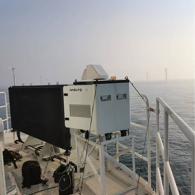 3d que faz a varredura de lidar do vento de Doppler, medida a pouca distância do mar terrestre do vento do lidar